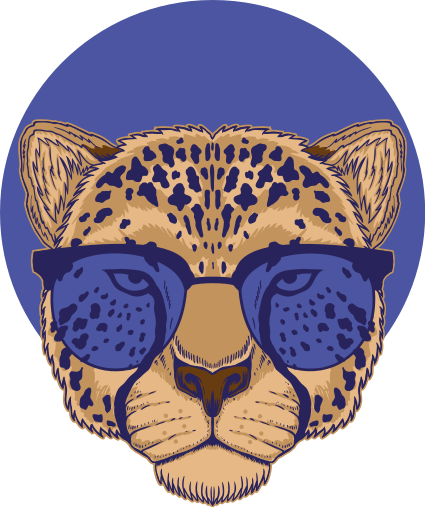 Alfombra vinílica animales leopardo con gafas - TenVinilo
