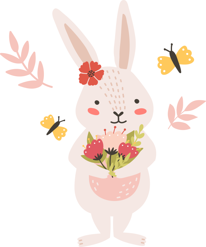 Alfombra vinílica animales arte de conejo adorable - TenVinilo