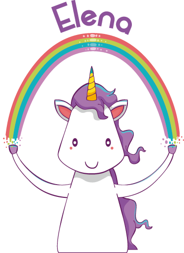 Alfombra vinílica animales unicornio y arcoíris con nombre - TenVinilo