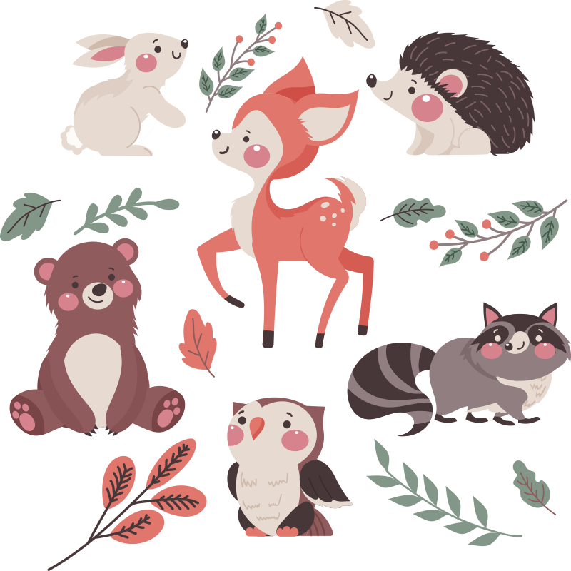 Alfombra vinílica animales de bosque en otoño - TenVinilo