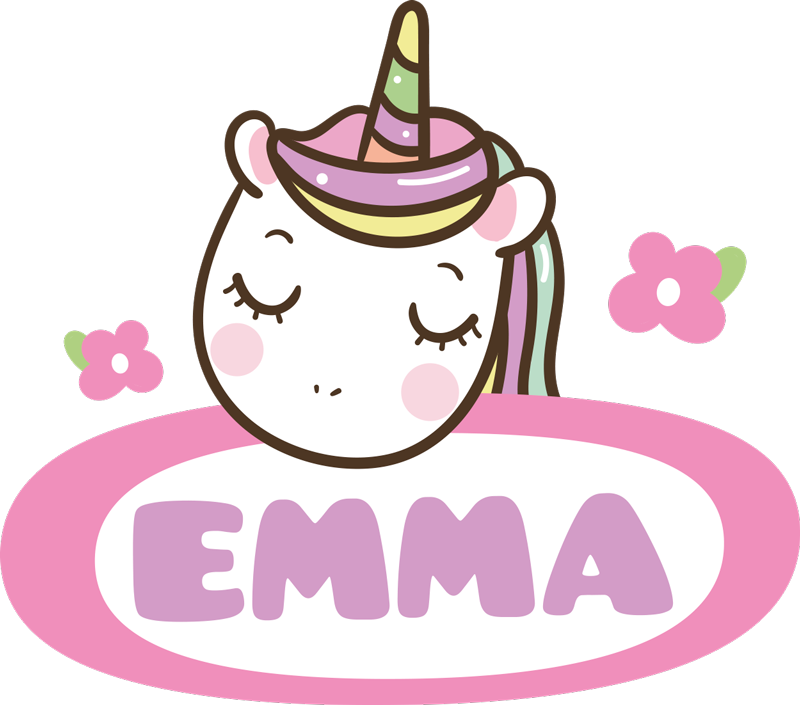 Alfombra vinílica animales etiqueta colorida unicornio - TenVinilo