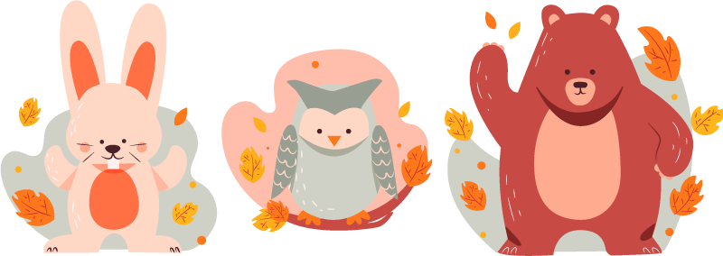 Alfombra vinílica animales oso y conejos de madera - TenVinilo