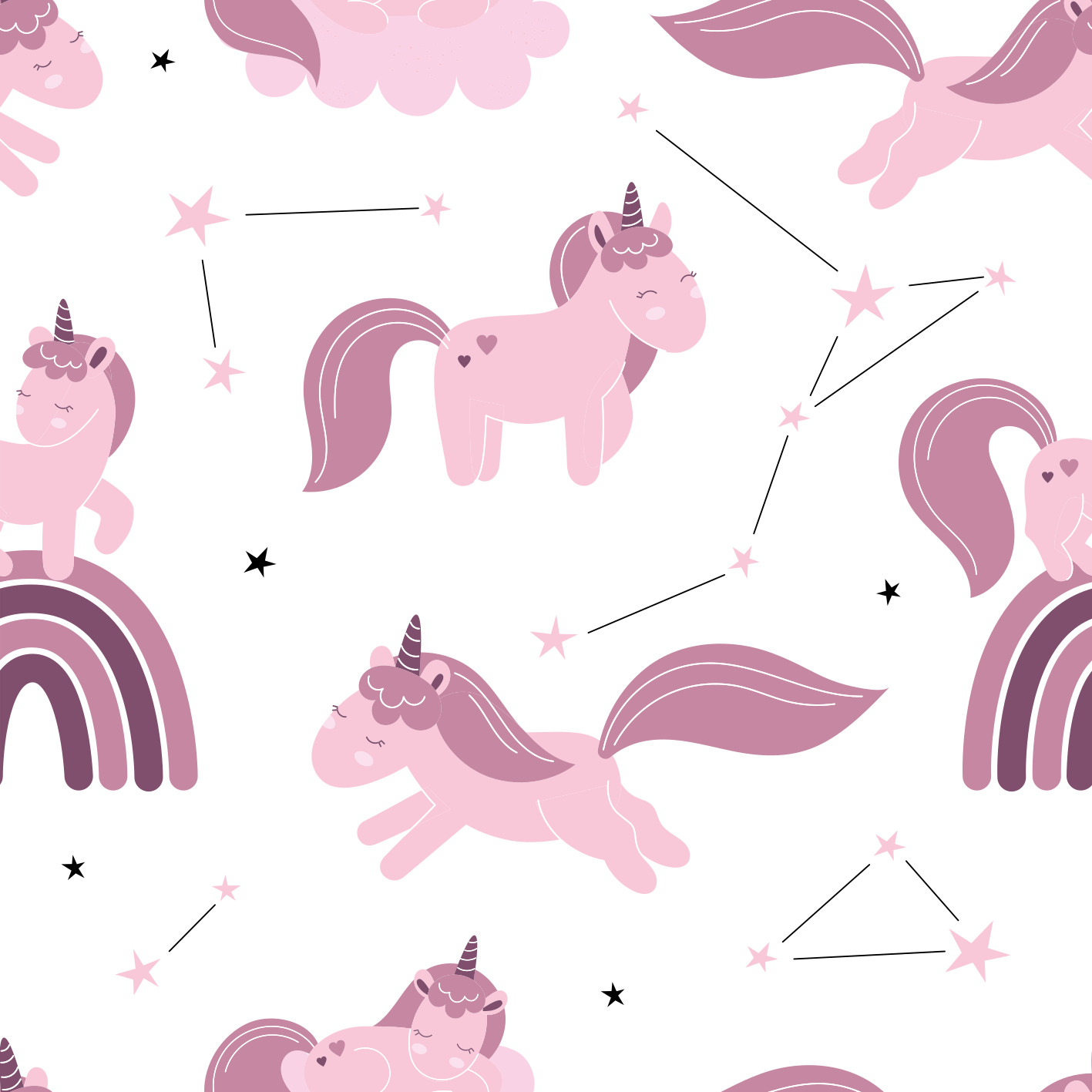 Alfombra vinílica animales unicornios y constelaciones - TenVinilo