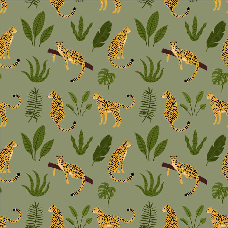 Alfombra vinílica animales selva con estampado de leopardo - TenVinilo