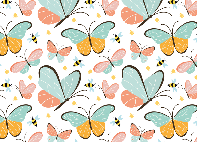 Alfombra vinílica animales mariposas y abejas - TenVinilo