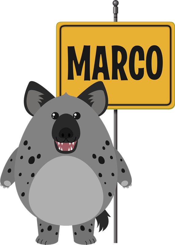 Alfombra vinílica animales hiena salvaje con nombre - TenVinilo