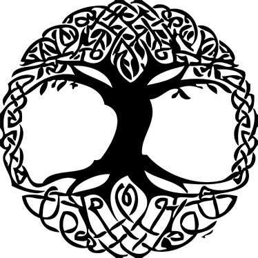 Alfombra vinílica flores árbol negro celta - TenVinilo