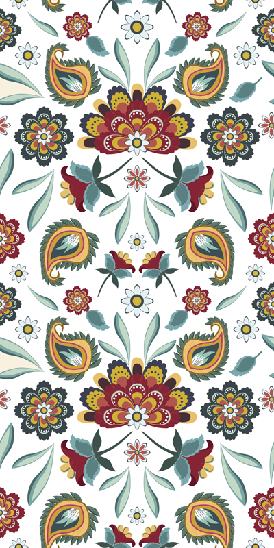 Alfombra vinílica flores motivo floral étnico - TenVinilo