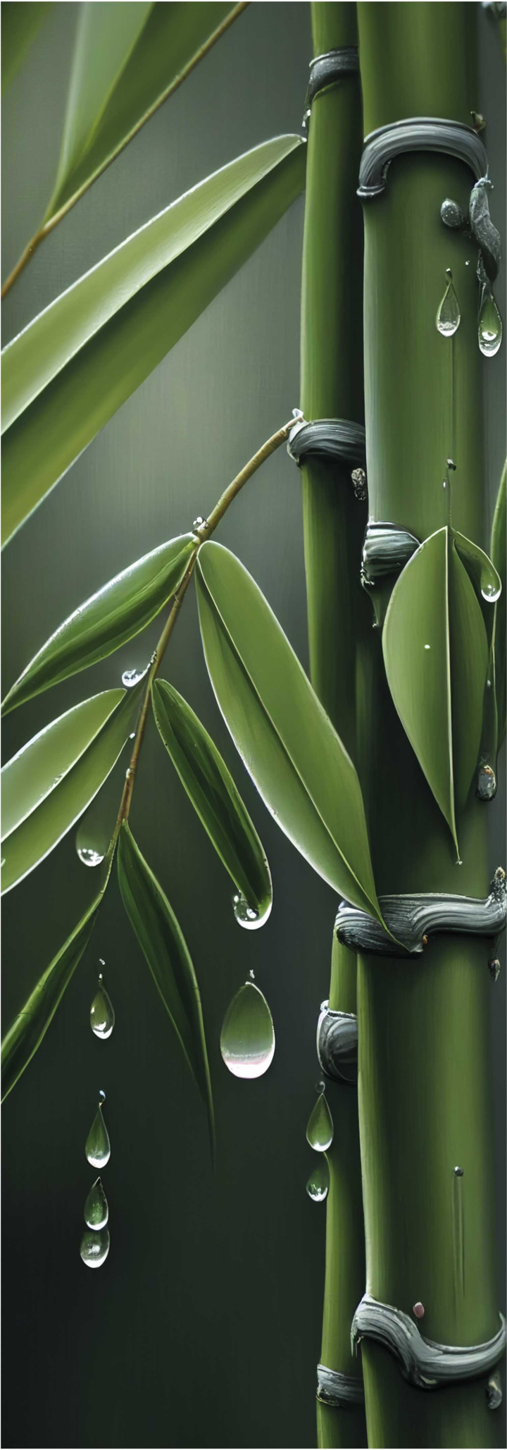 Alfombra vinílica flores bambú con gotas - TenVinilo