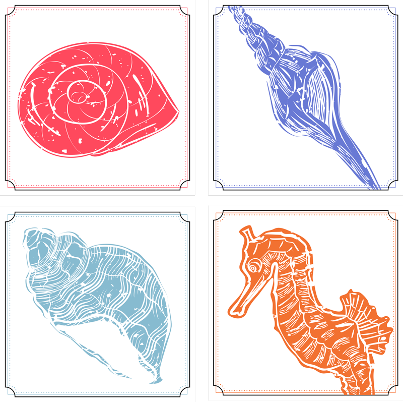 Alfombra vinílica flores motivos de vida marina - TenVinilo