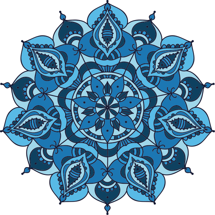 Alfombra vinílica flores mandala azul intrincado - TenVinilo