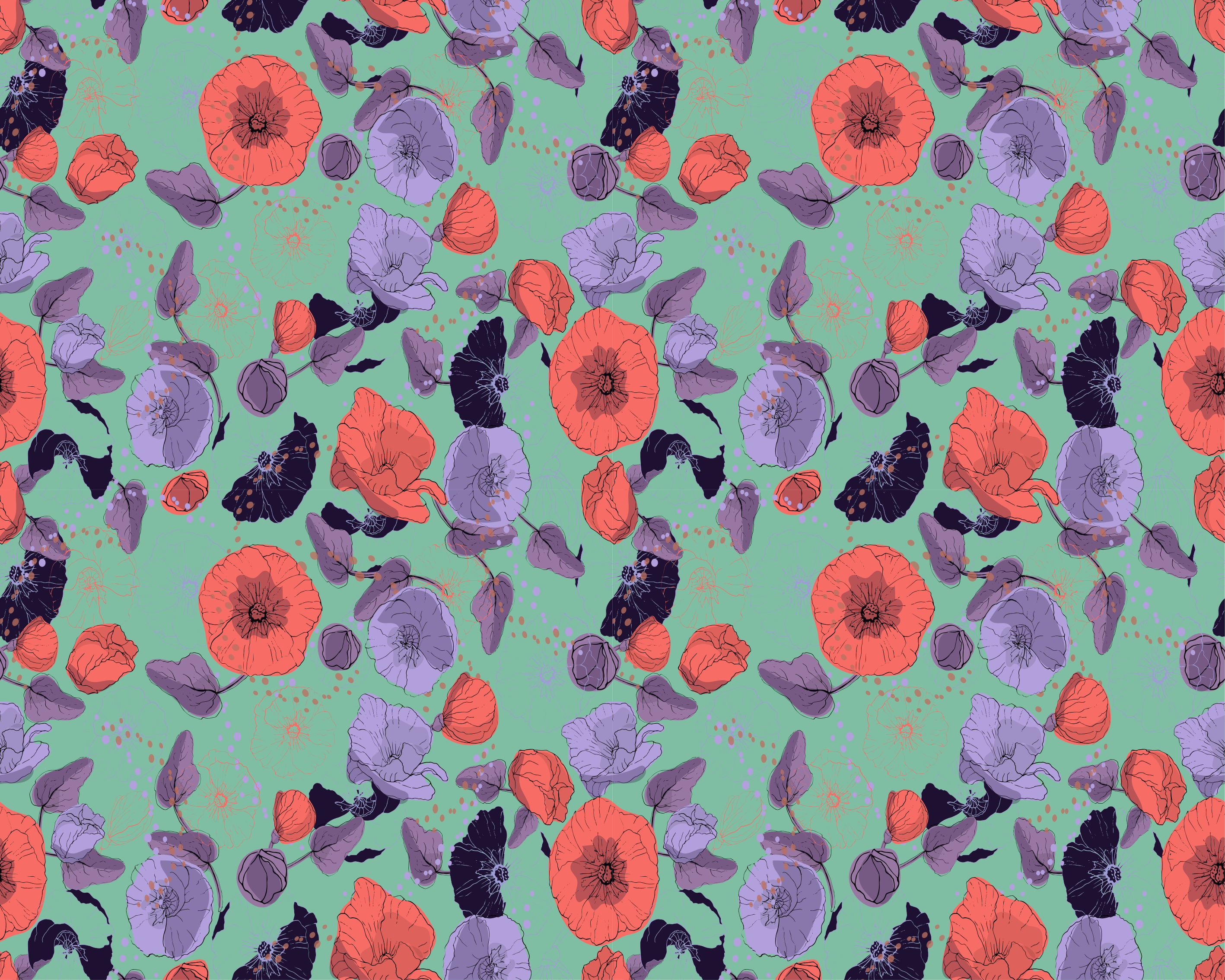 Alfombra vinílica flores amapolas elegantes - TenVinilo