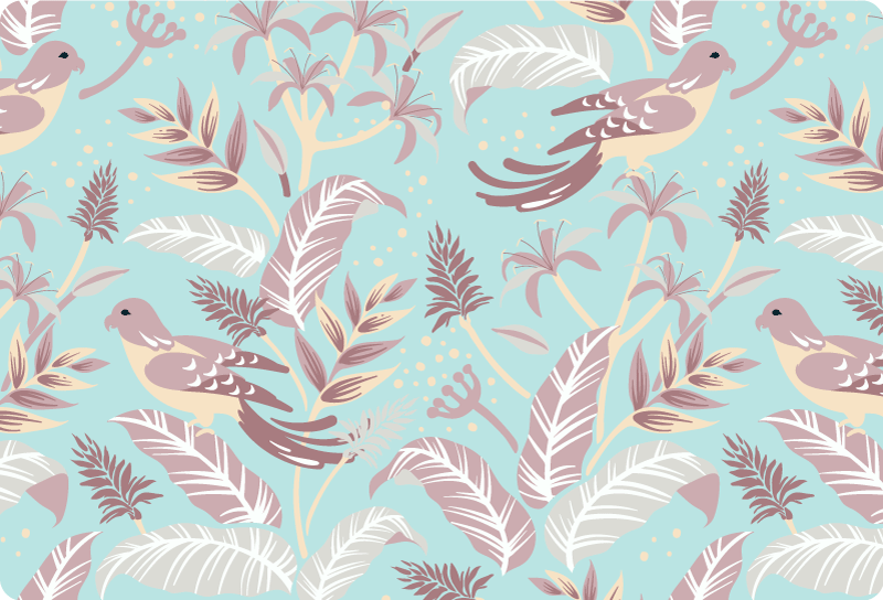 Alfombra vinílica flores patrón de flores azul y rosa - TenVinilo