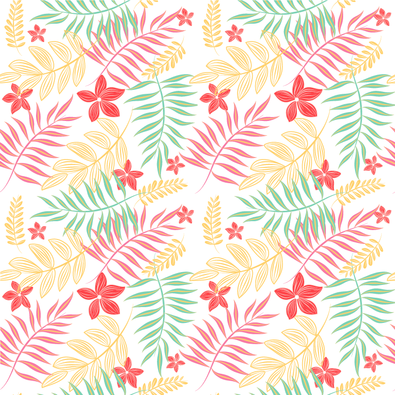 Alfombra vinílica flores diseño hojas neón - TenVinilo