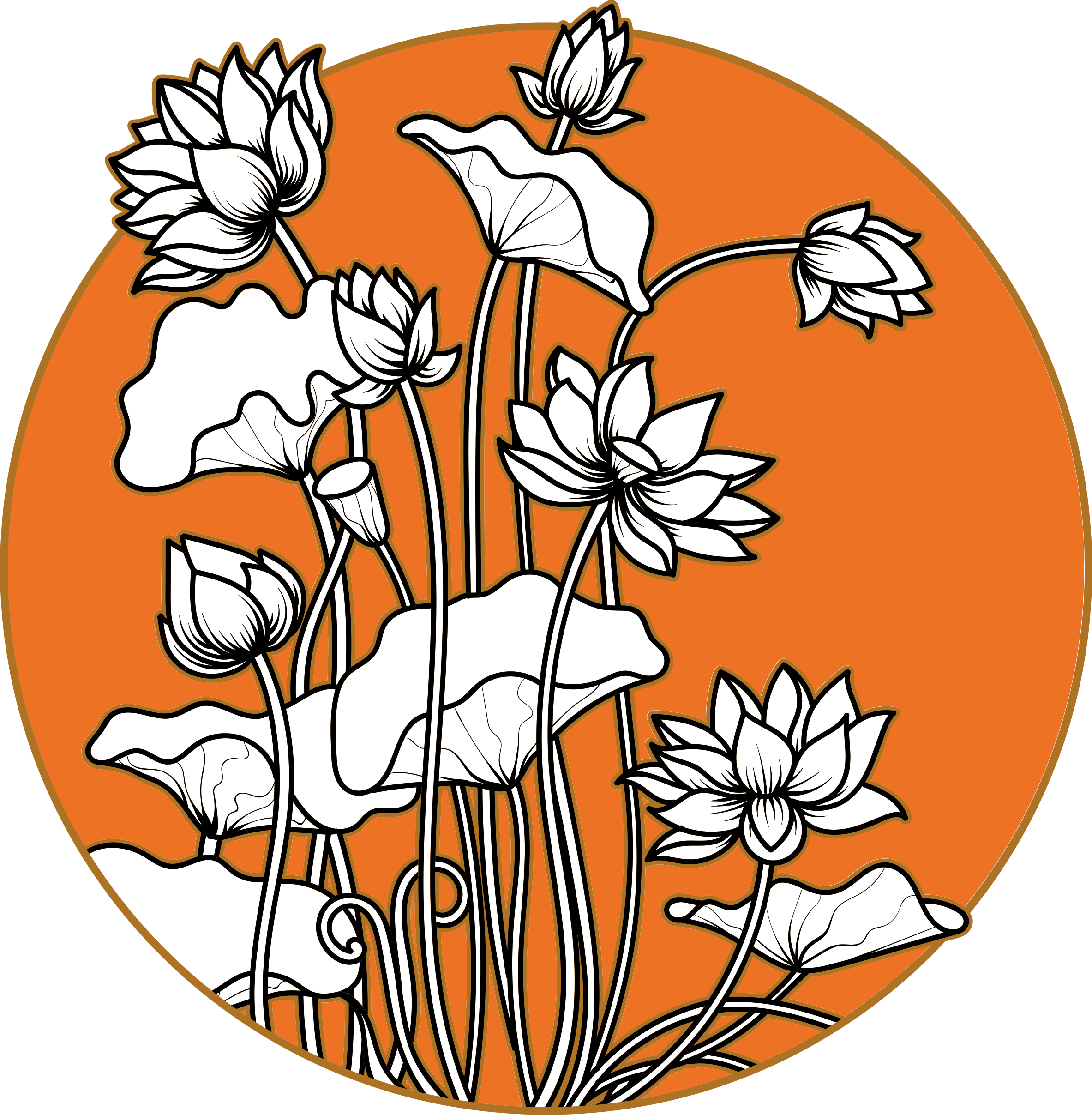 Alfombra vinílica flores estilo ilustración loto - TenVinilo