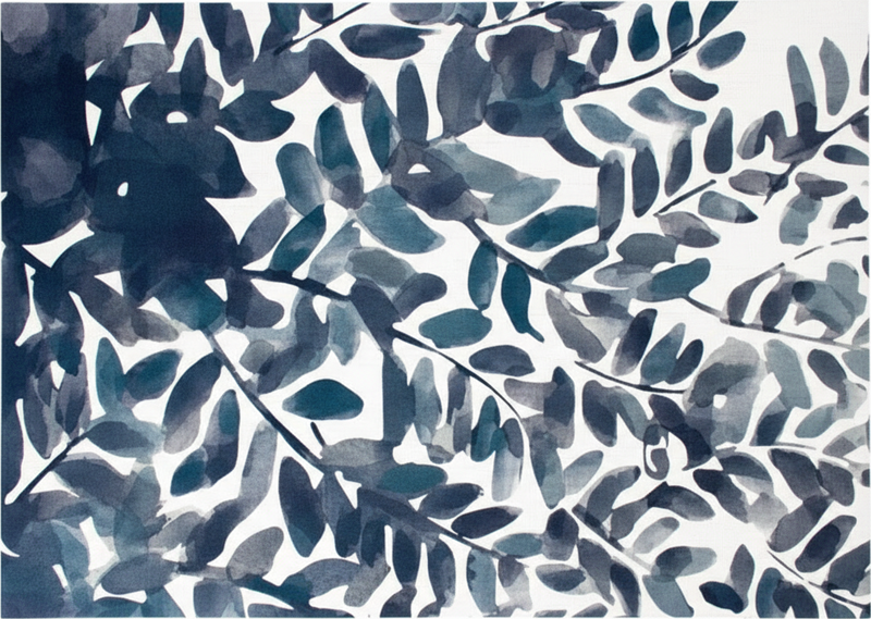 Alfombra vinílica flores patrón hojas acuareladas - TenVinilo