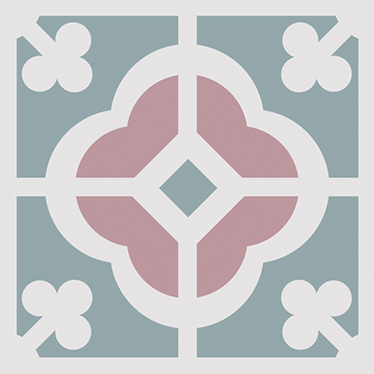 Alfombra vinílica cocina azulejo hidráulico floral - TenVinilo