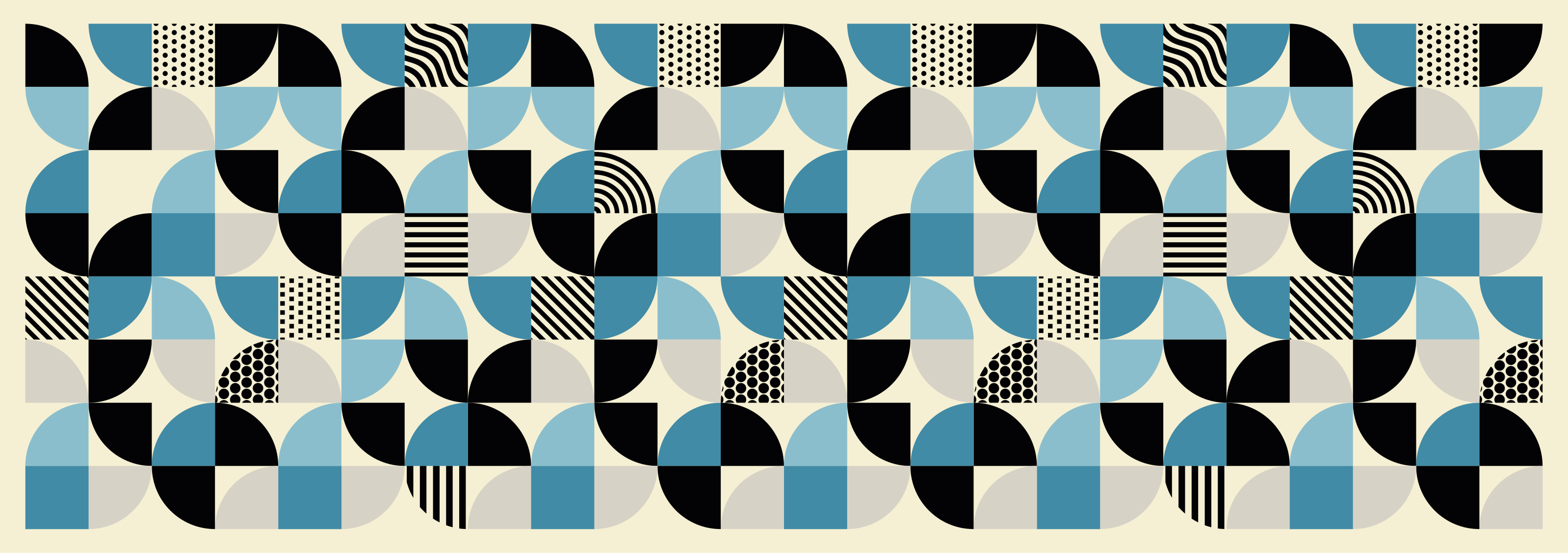 Alfombra vinílica comedor patrón bauhaus azul retro - TenVinilo