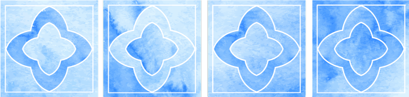 Alfombra vinílica baño mosaico tonos de azul - TenVinilo