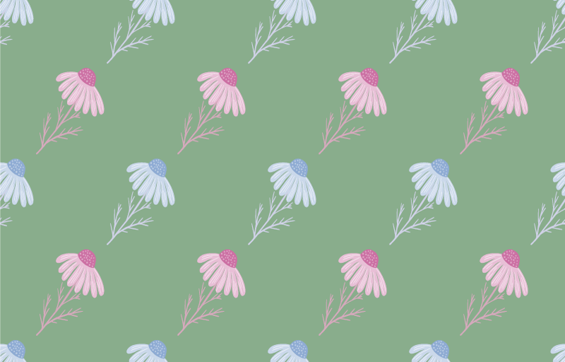 Alfombra vinílica flores patrón margaritas de manzanilla - TenVinilo