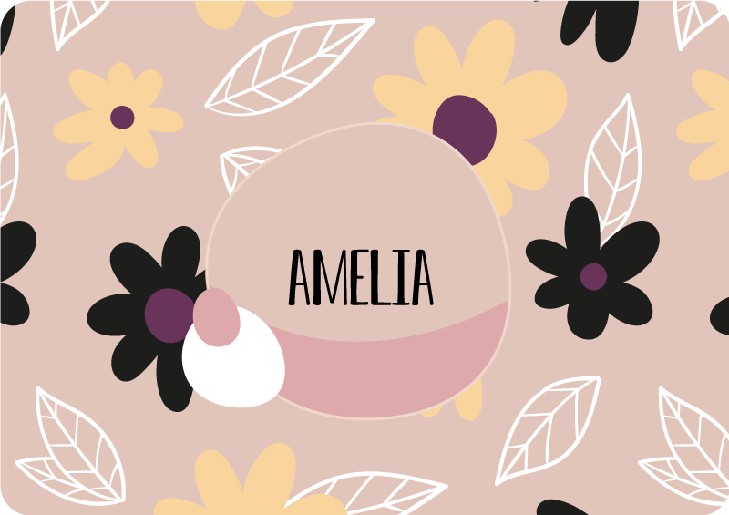 Alfombra vinílica flores modernas en fondo beige - TenVinilo