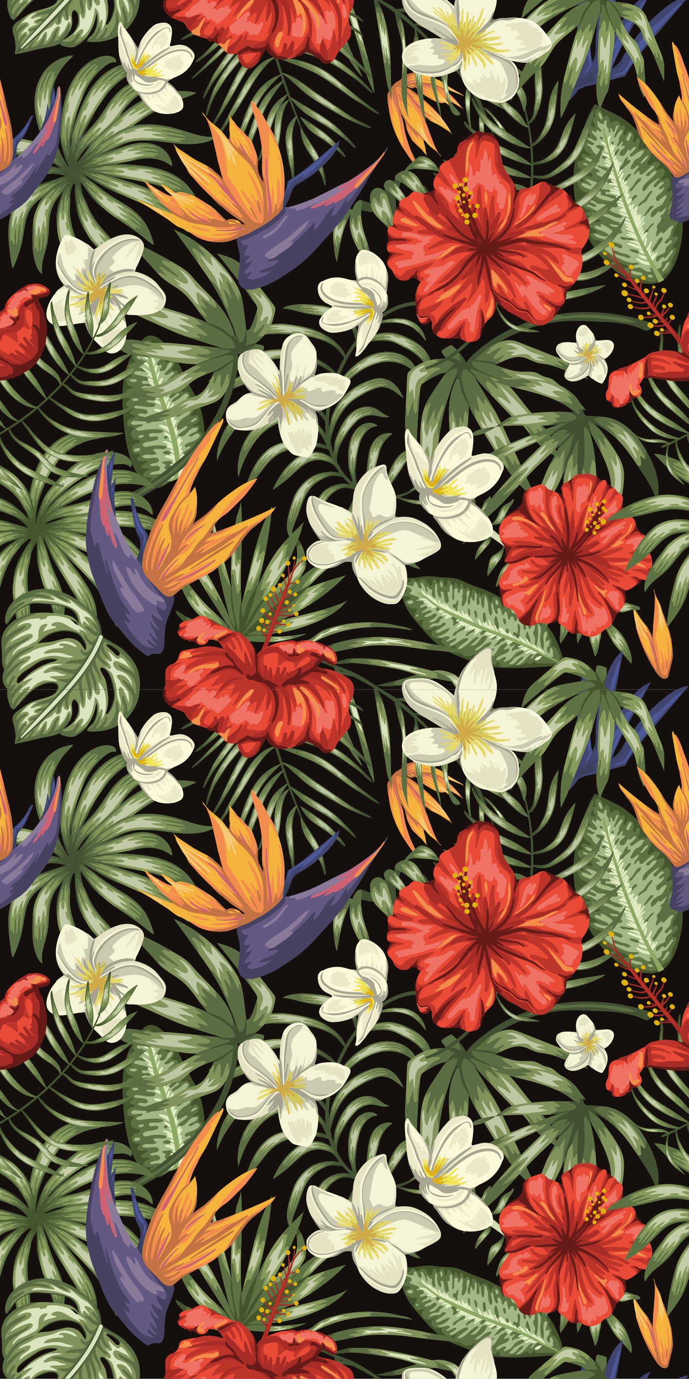 Alfombra vinílica flores diseño de plantas tropicales - TenVinilo