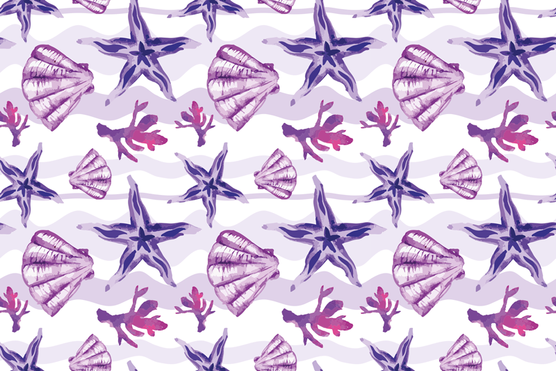 Alfombra vinílica flores patrón de conchas coral - TenVinilo