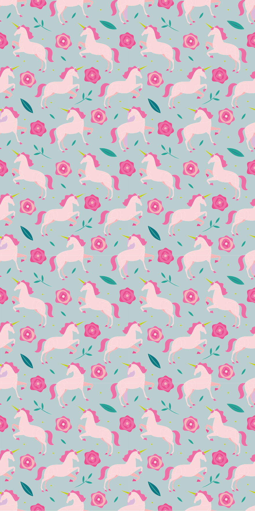 Alfombras vinílicas juveniles patrón unicornio floral - TenVinilo