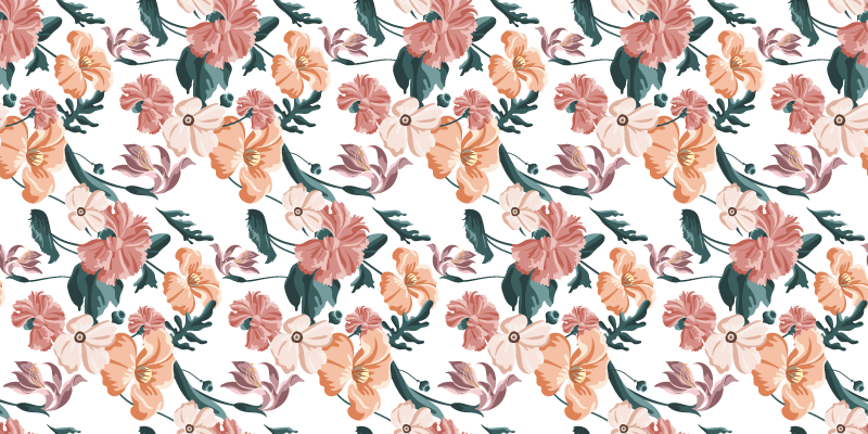 Alfombra vinílica dormitorio motivo floral en arreglo - TenVinilo
