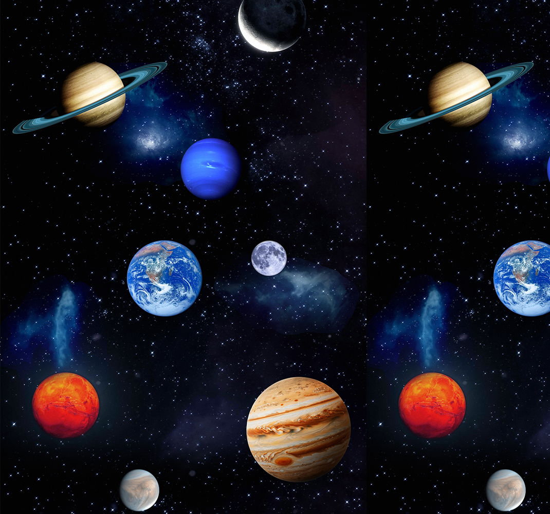 Alfombra vinílica de estrellas cosmos espacio planetas - TenVinilo