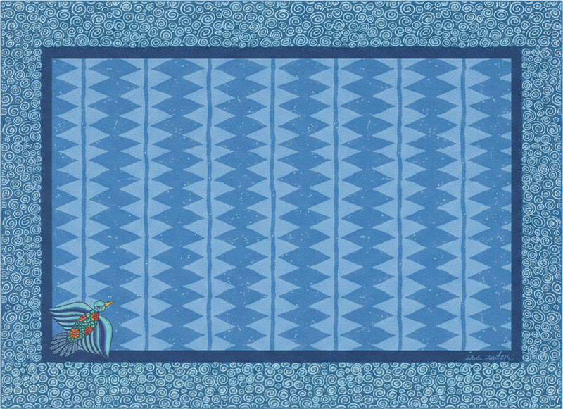 Alfombra vinílica salón diseño de pájaros azules - TenVinilo