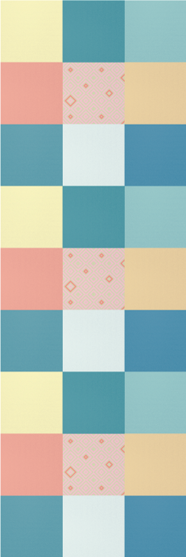 Alfombra de vinilo geométrica patchwork colorido retro - TenVinilo