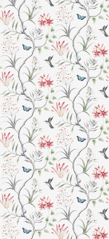 Alfombra vinílica dormitorio ramas de flores y mariposas - TenVinilo