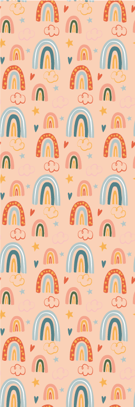 Alfombra vinílica dormitorio arcoíris sobre fondo claro - TenVinilo