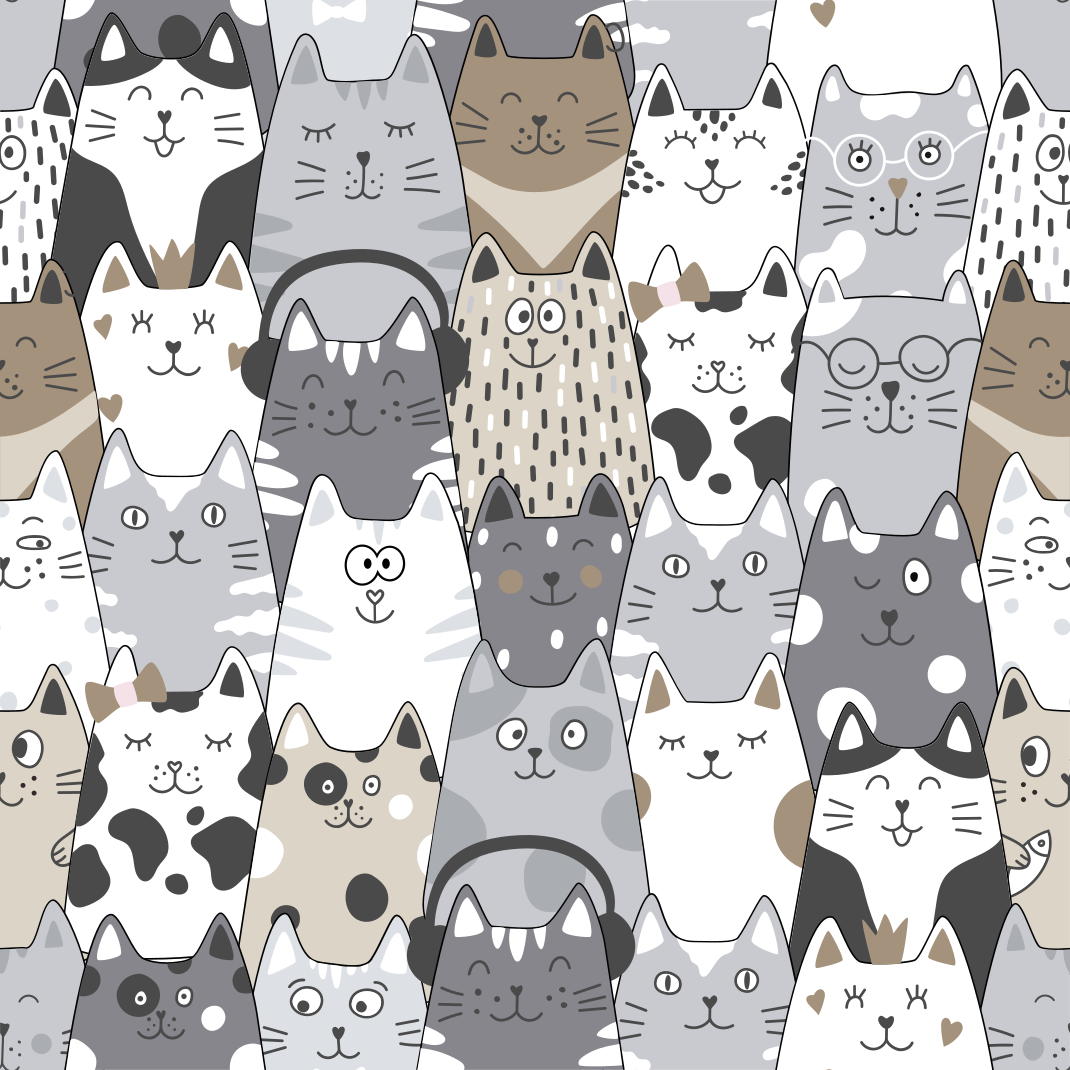 Alfombra vinílica dormitorio gatos de dibujos animados - TenVinilo