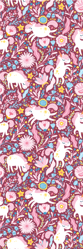 Alfombra vinílica dormitorio diseño de unicornios - TenVinilo