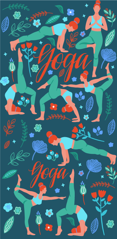 Alfombra vinílica dormitorio mujer haciendo yoga - TenVinilo