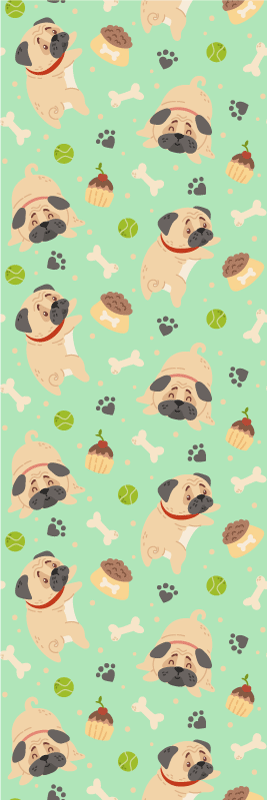 Alfombra vinílica dormitorio bulldog gordo con hueso - TenVinilo