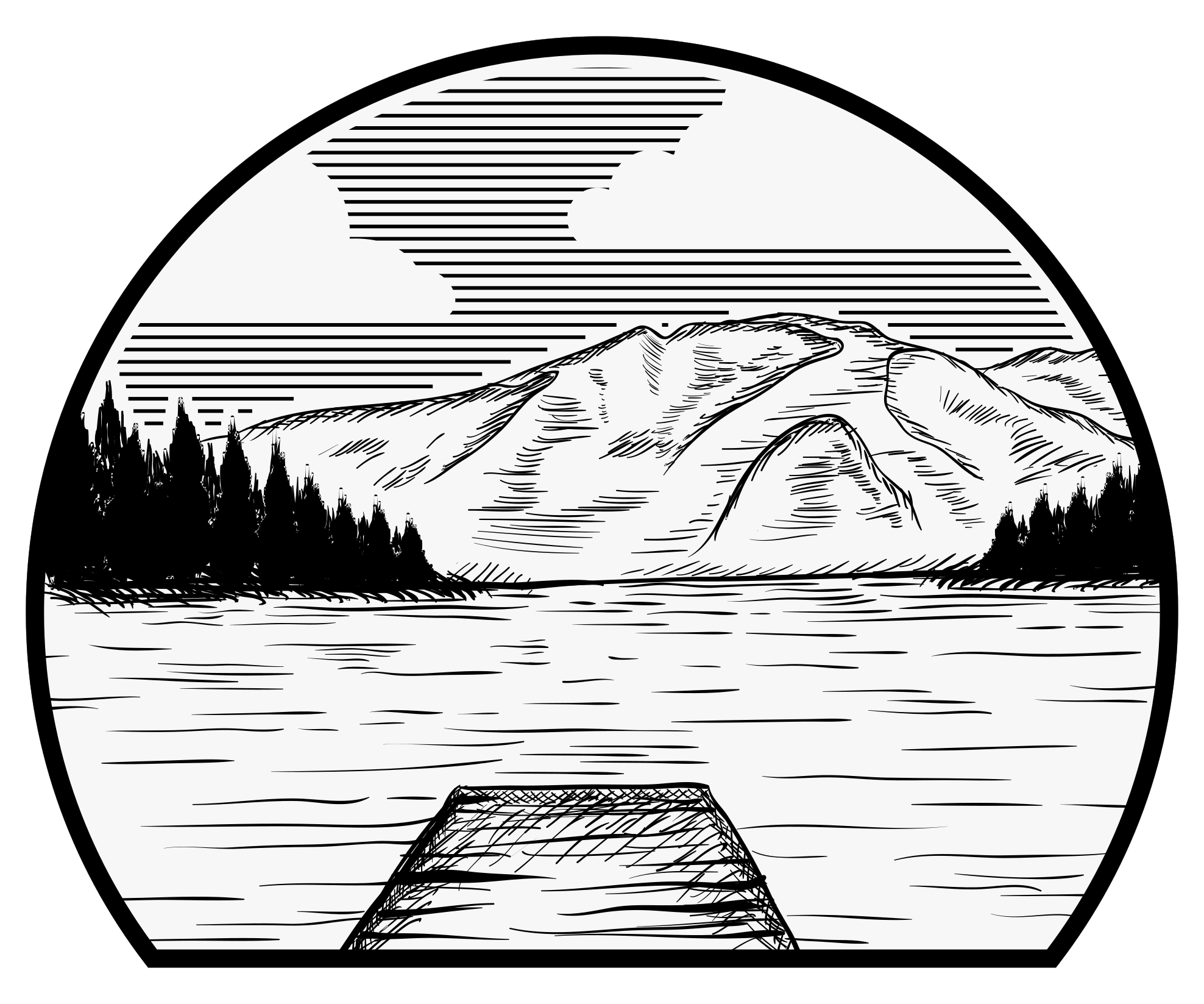 Alfombra vinílica naturaleza motorhome lago de pinos - TenVinilo