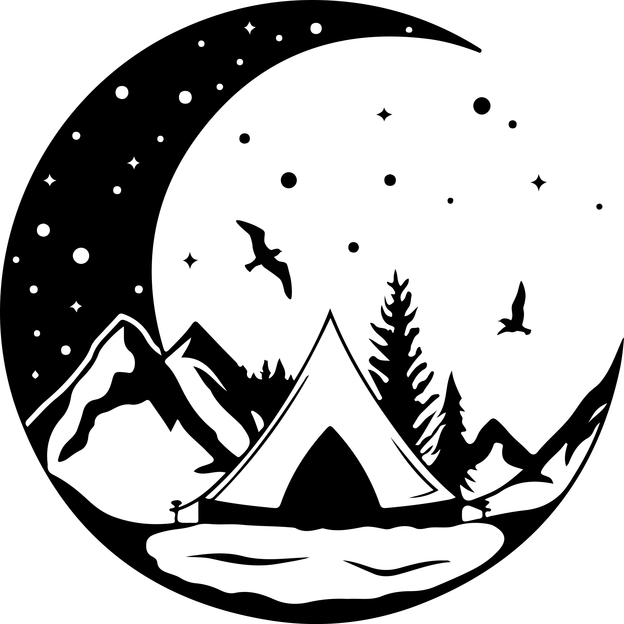 Alfombra vinílica naturaleza montañas y luna noche - TenVinilo