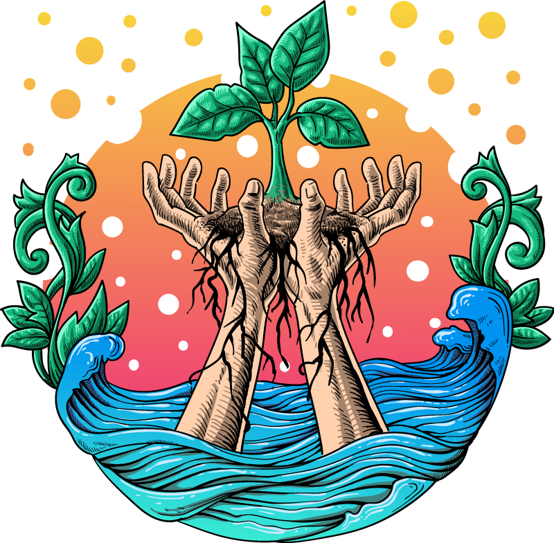 Alfombra vinílica naturaleza manos que crecen naturaleza - TenVinilo