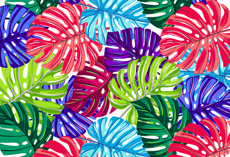 Alfombra vinílica flores monstera tropical - TenVinilo