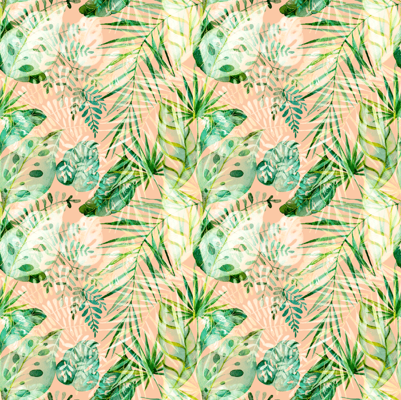 Alfombra vinílica flores diseño de hojas rosas - TenVinilo