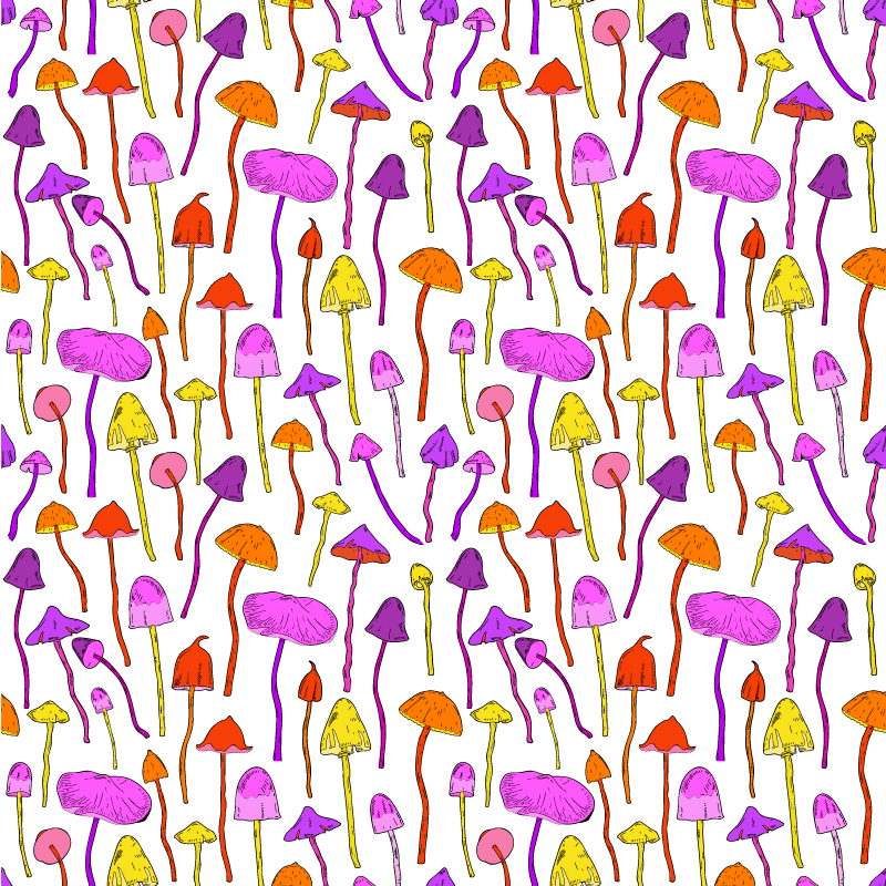 Alfombra vinílica flores patrón de setas alucinógenas - TenVinilo
