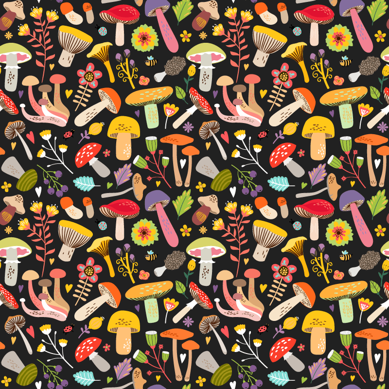 Alfombra vinílica flores patrón setas de otoño - TenVinilo