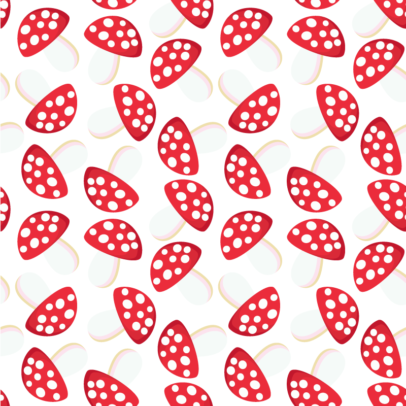 Alfombra vinílica flores champiñones clásicos fondo blanco - TenVinilo