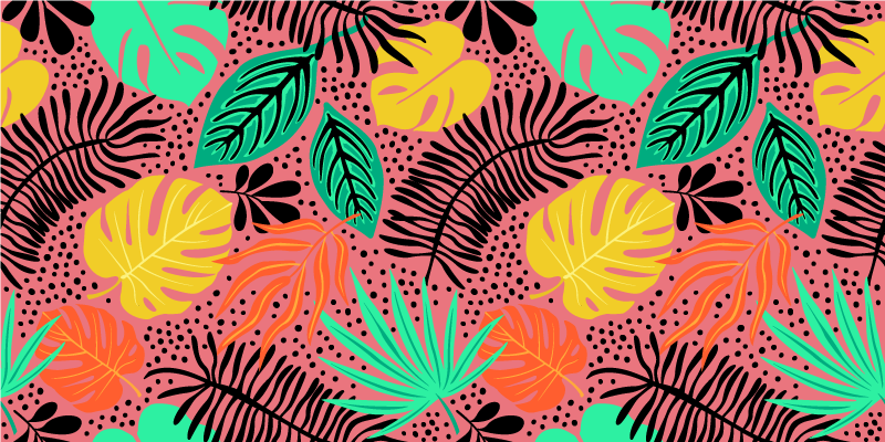 Alfombra vinílica flores elementos de follaje vivo - TenVinilo