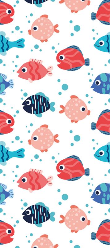 Alfombra vinílica dormitorio peces rosas y azules - TenVinilo
