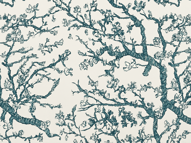 Alfombra vinílica dormitorio diseño de árbol azul oscuro - TenVinilo