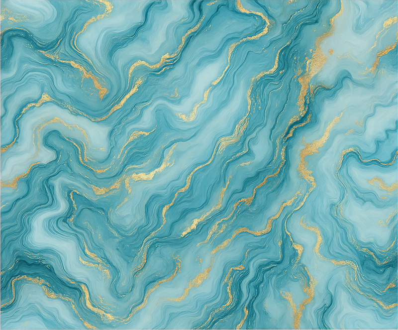 Alfombra vinílica dormitorio estilo mármol azul y oro - TenVinilo